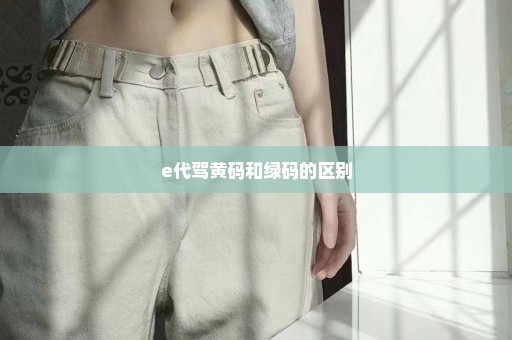 e代驾黄码和绿码的区别