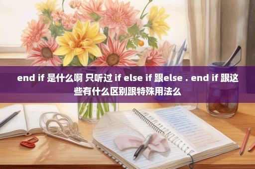end if 是什么啊 只听过 if else if 跟else . end if 跟这些有什么区别跟特殊用法么