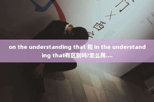 on the understanding that 和 in the understanding that有区别吗?怎么用....